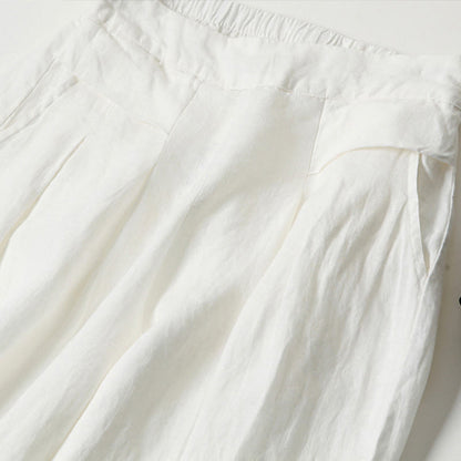 Effortless Linen Wide Leg Pants for Women with High Waist Elastic Pleated Relaxed Style