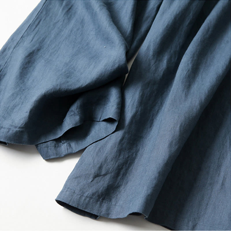 Effortless Linen Wide Leg Pants for Women with High Waist Elastic Pleated Relaxed Style