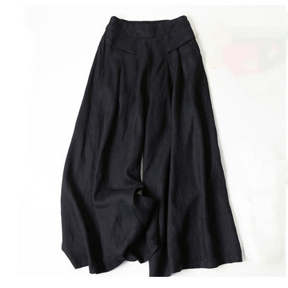 Effortless Linen Wide Leg Pants for Women with High Waist Elastic Pleated Relaxed Style