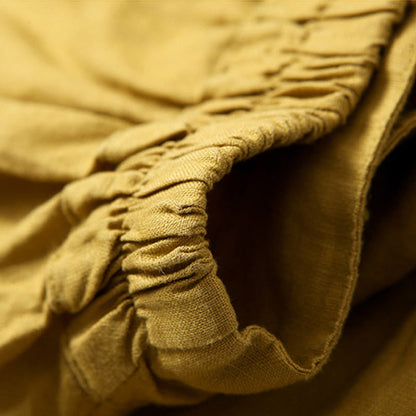 Effortless Linen Wide Leg Pants for Women with High Waist Elastic Pleated Relaxed Style