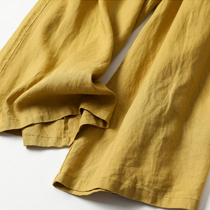 Effortless Linen Wide Leg Pants for Women with High Waist Elastic Pleated Relaxed Style
