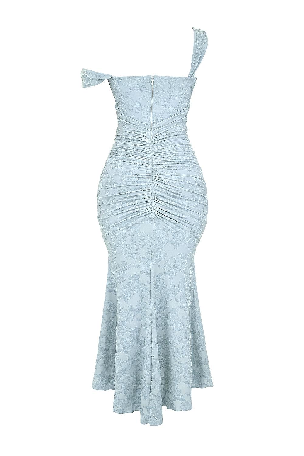 Elegant Floral Lace Maxi Dress for Women with Square Neck Sleeveless Corset Ruched Mermaid Style