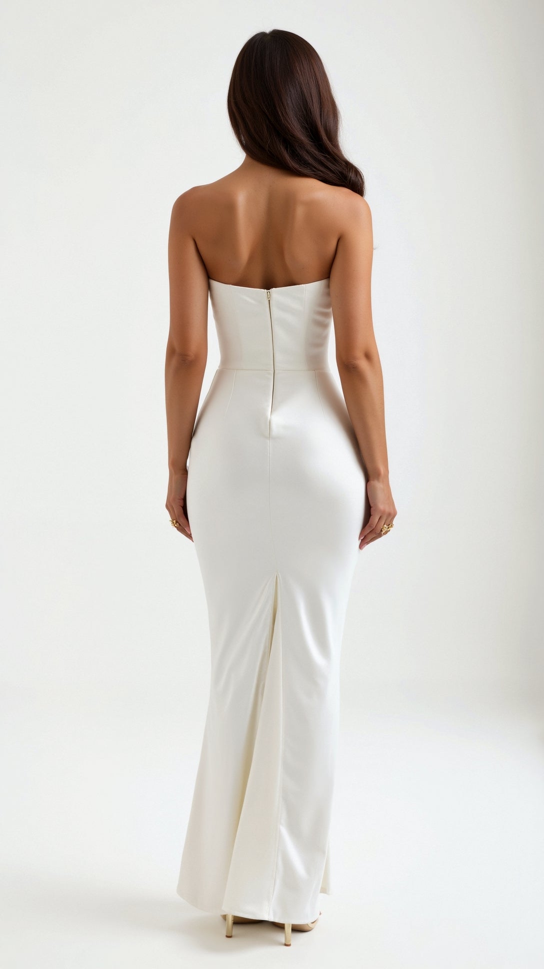 Elegant Velvet Maxi Dress for Women with Strapless Ruched Bodice Mermaid Hem Formal Wedding Guest Style