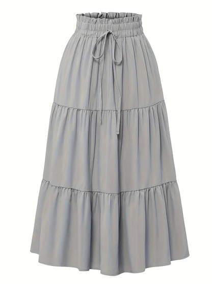 Effortless Tiered Maxi Skirt for Women with Paperbag Waist Drawstring Tie Flowing Style