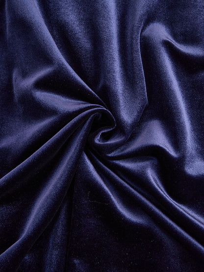 Elegant Navy Blue Velvet Maxi Dress for Women with High Neck Long Sleeve Fit and Flare Formal Wedding Guest Style