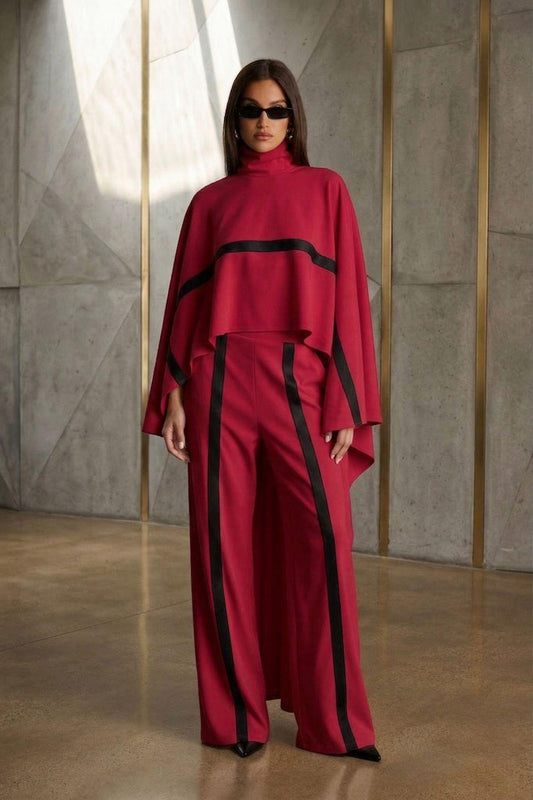 Effortless Two Piece Set for Women with Short Sleeve Boxy Top Wide Leg Flowing Trousers Style