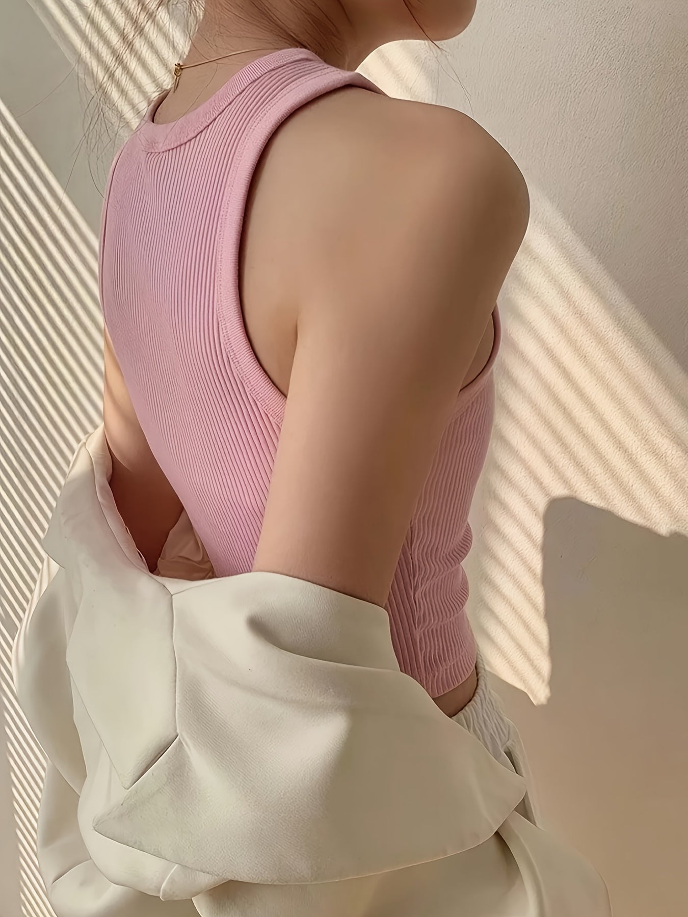 Effortless Ribbed Knit Tank Top for Women with Mock Neck Sleeveless Racerback Crop Style