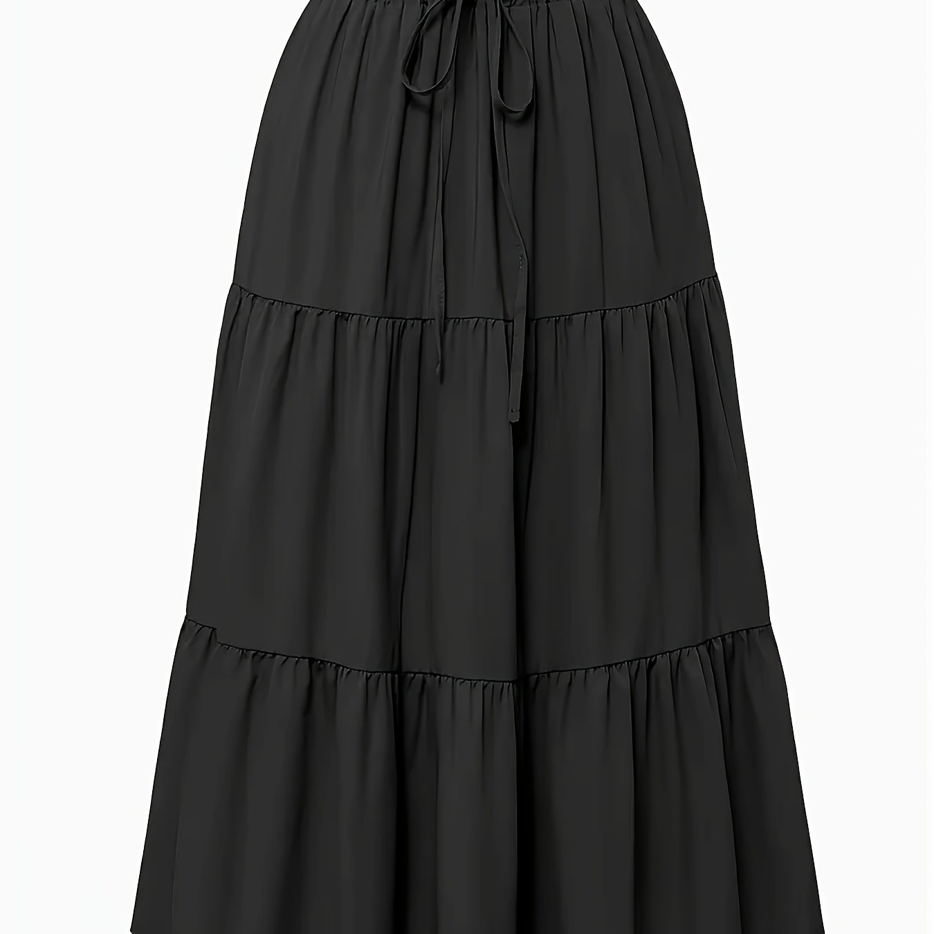 Effortless Tiered Maxi Skirt for Women with Paperbag Waist Drawstring Tie Flowing Style