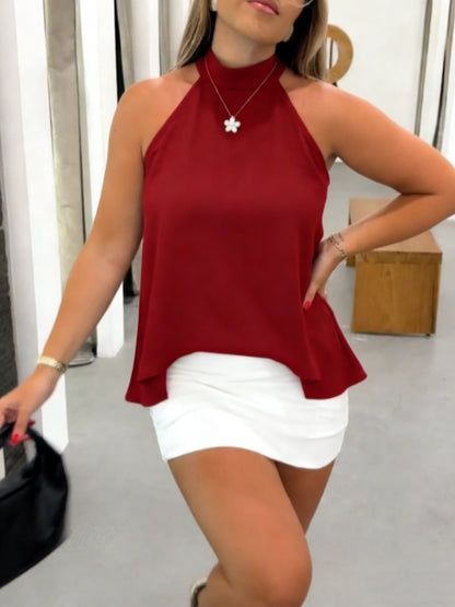 Effortless Halter Top for Women with High Neck Sleeveless Flowing Tank Style