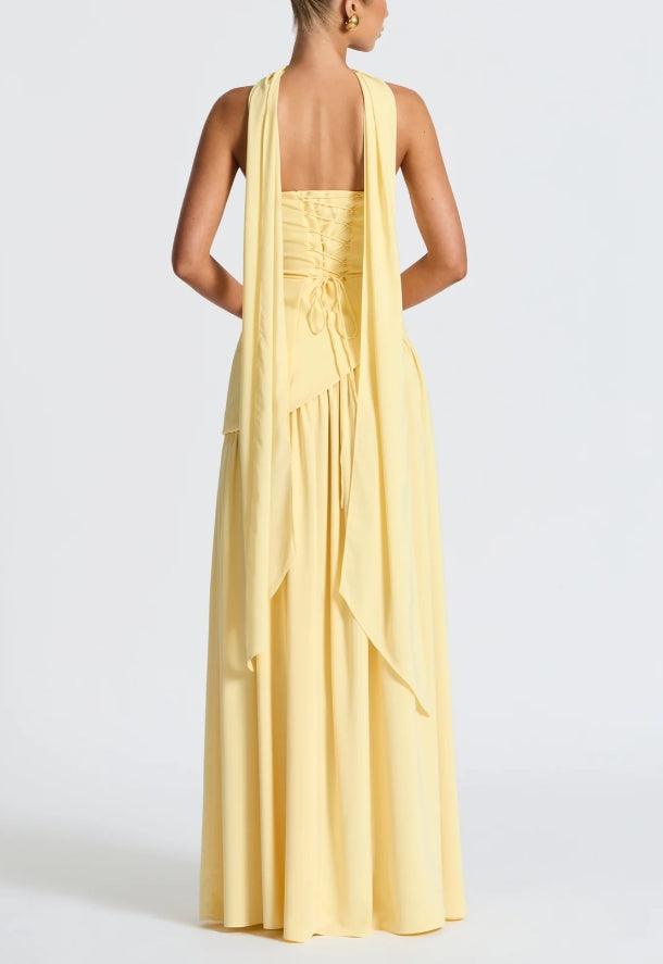 Elegant Draped Maxi Dress for Women with Strapless High Slit Asymmetric Ruched Formal Wedding Guest Style