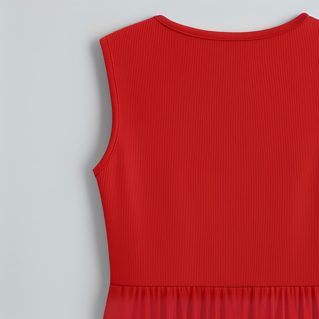 Elegant Ribbed Wide Leg Jumpsuit for Women with V Neck Sleeveless Ruched Waist Flowing Style