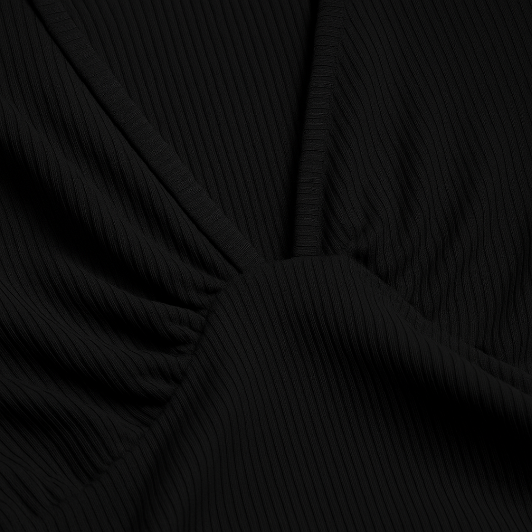 Elegant Ribbed Wide Leg Jumpsuit for Women with V Neck Sleeveless Ruched Waist Flowing Style
