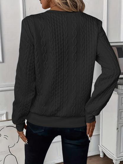 Comfortable Cable Knit Sweater for Women with Zip Collar Long Sleeve Relaxed Casual Style
