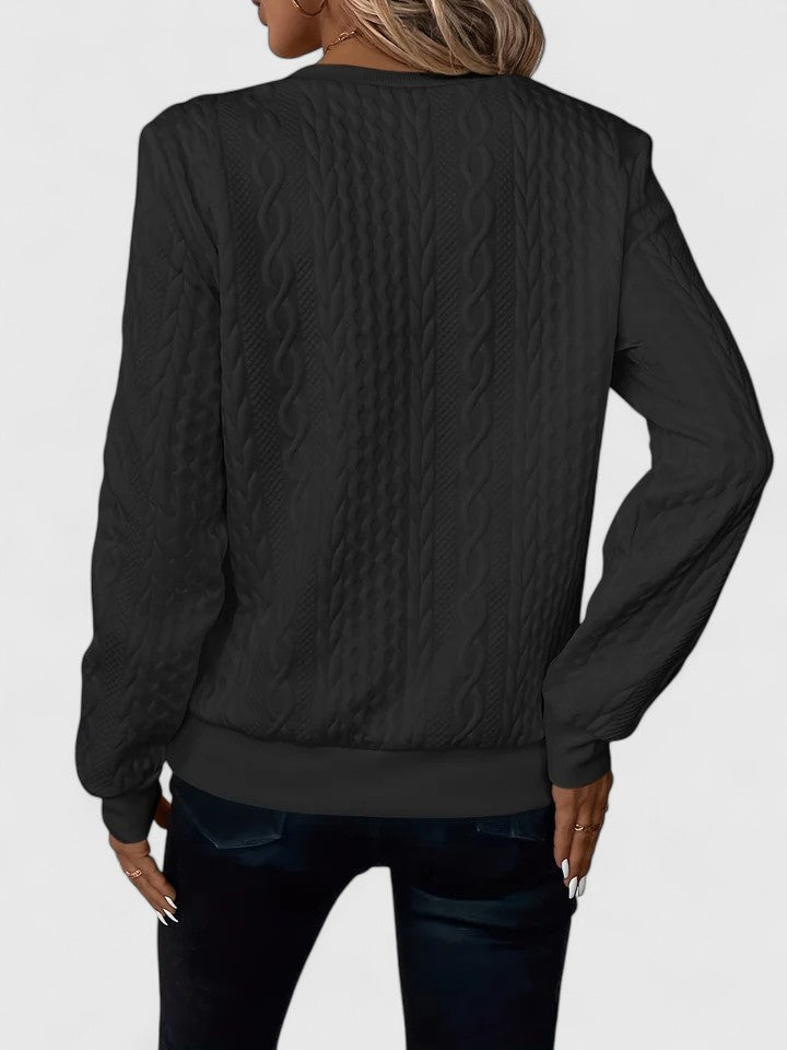 Comfortable Cable Knit Sweater for Women with Zip Neck Long Sleeve Relaxed Oversized Style