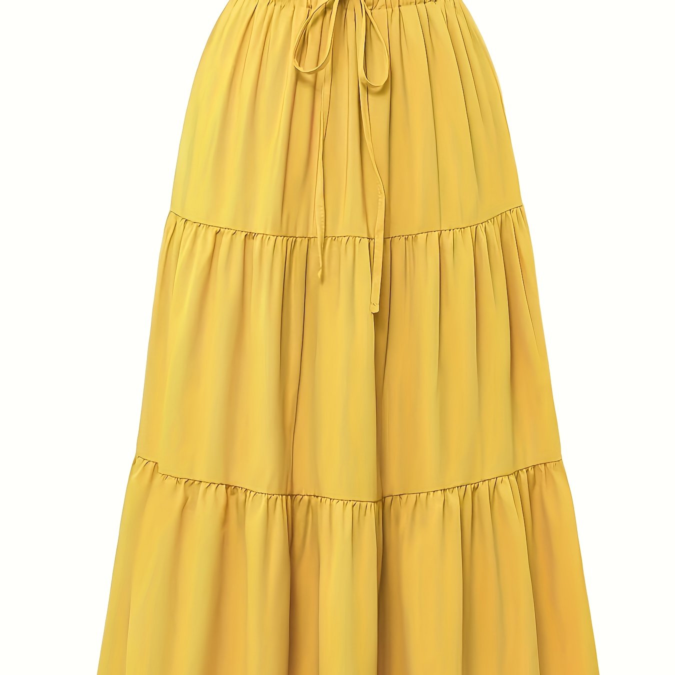 Effortless Tiered Maxi Skirt for Women with Paperbag Waist Drawstring Tie Flowing Style