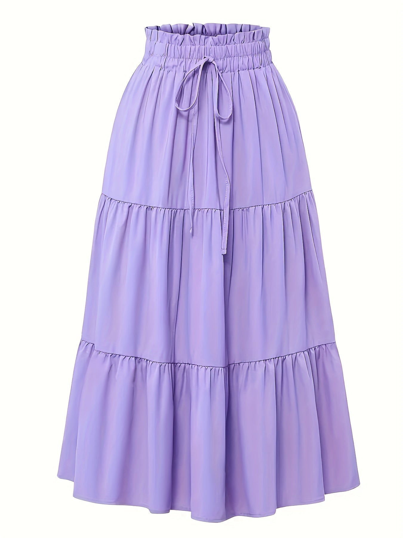 Effortless Tiered Maxi Skirt for Women with Paperbag Waist Drawstring Tie Flowing Style