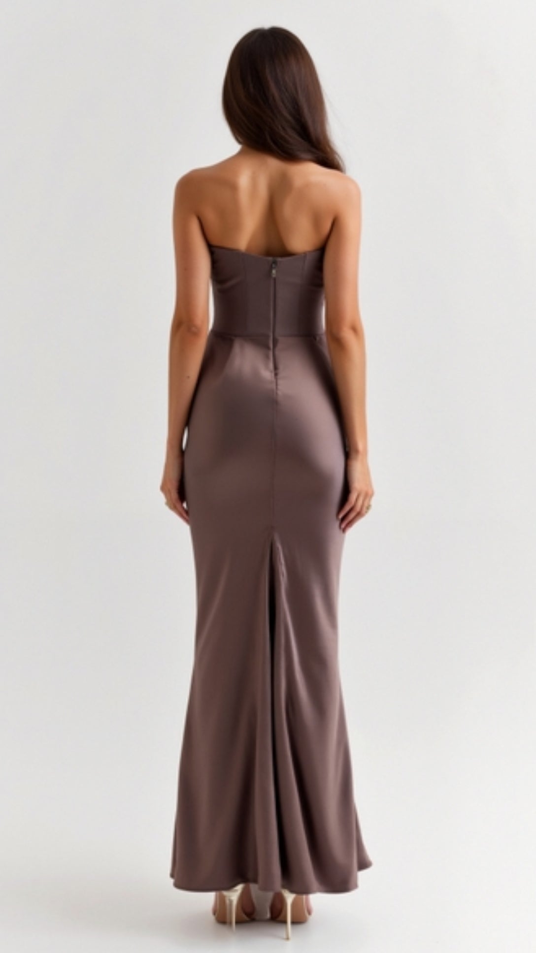 Elegant Velvet Maxi Dress for Women with Strapless Ruched Bodice Mermaid Hem Formal Wedding Guest Style