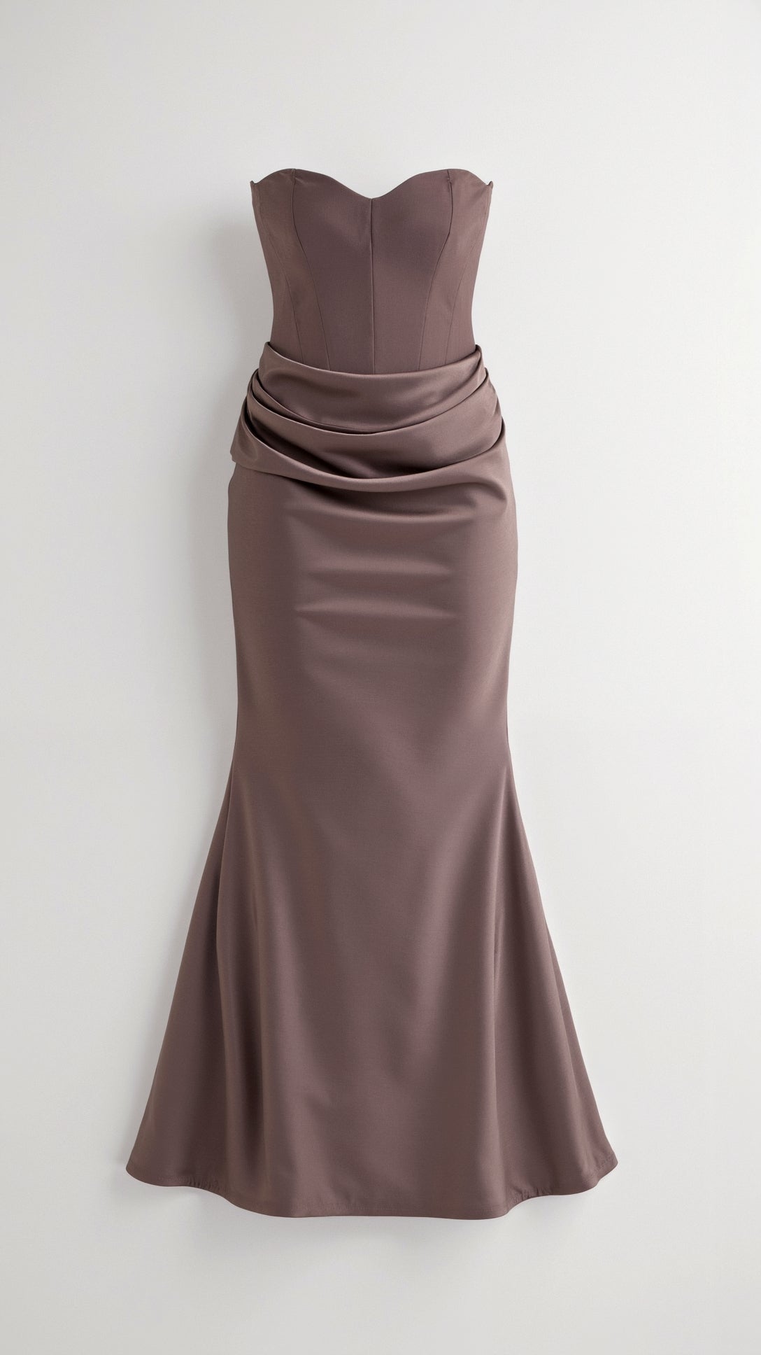 Elegant Velvet Maxi Dress for Women with Strapless Ruched Bodice Mermaid Hem Formal Wedding Guest Style