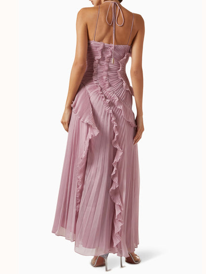 Elegant Tiered Ruffle Midi Dress for Women with One Shoulder Flowy Formal Wedding Guest Style