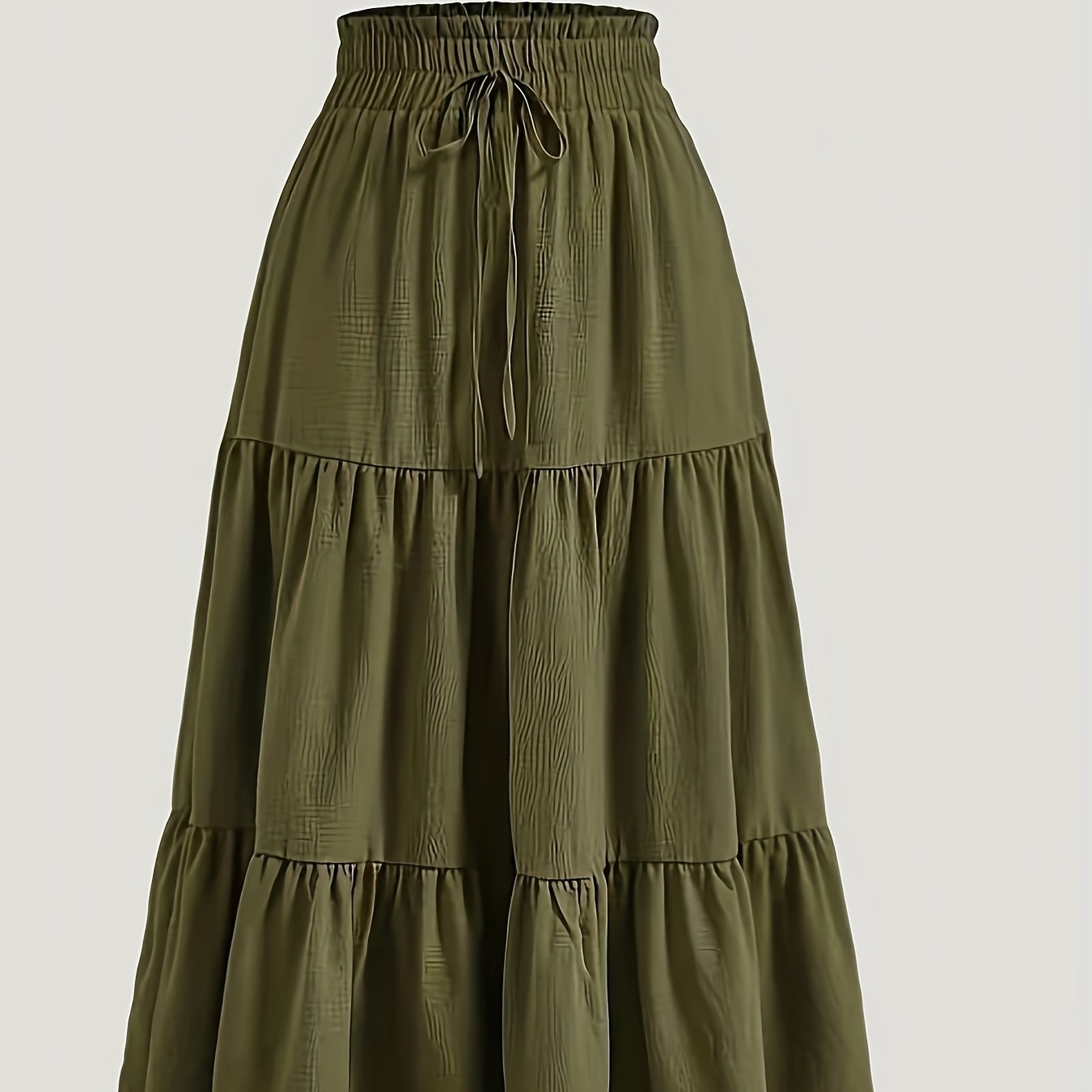 Effortless Tiered Maxi Skirt for Women with Paperbag Waist Drawstring Tie Flowing Style
