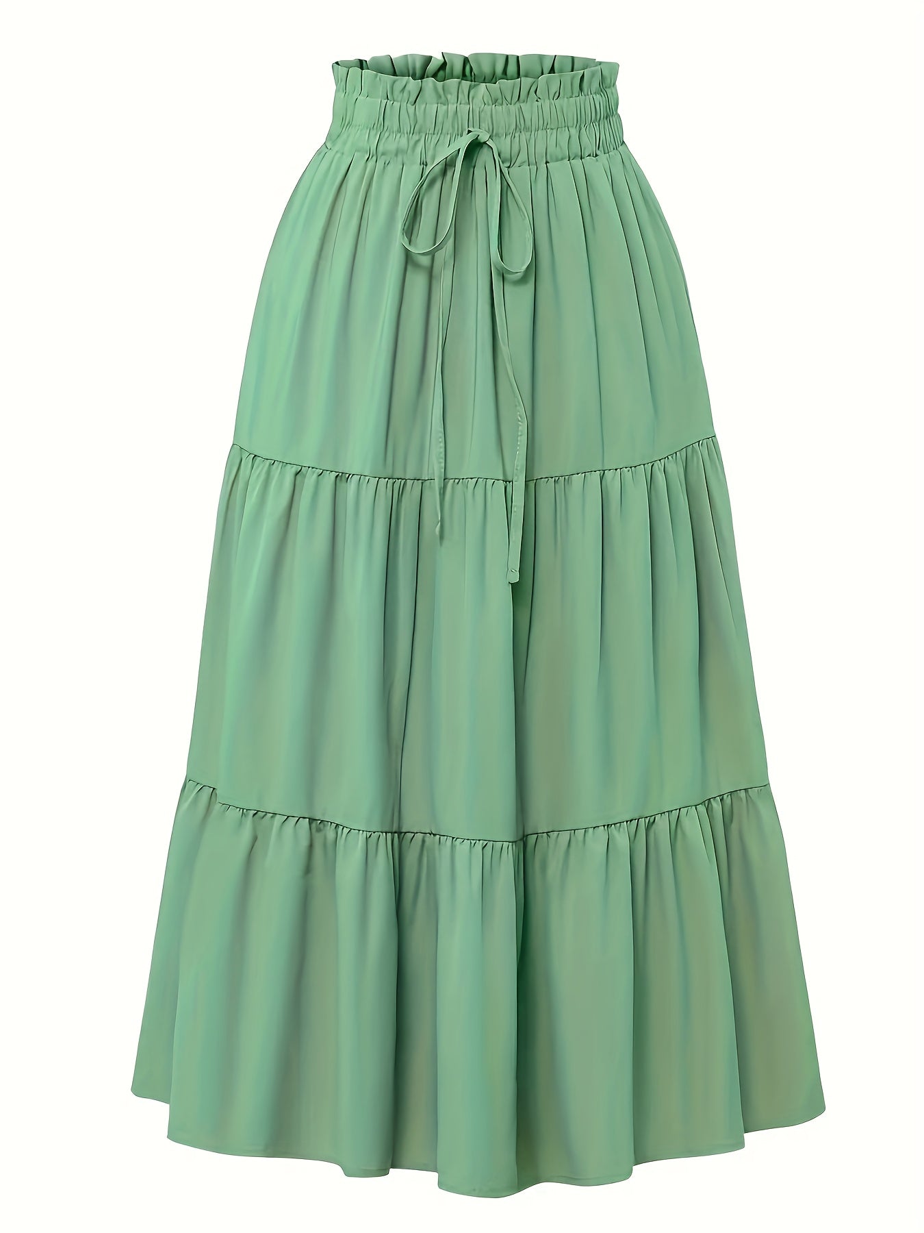 Effortless Tiered Maxi Skirt for Women with Paperbag Waist Drawstring Tie Flowing Style