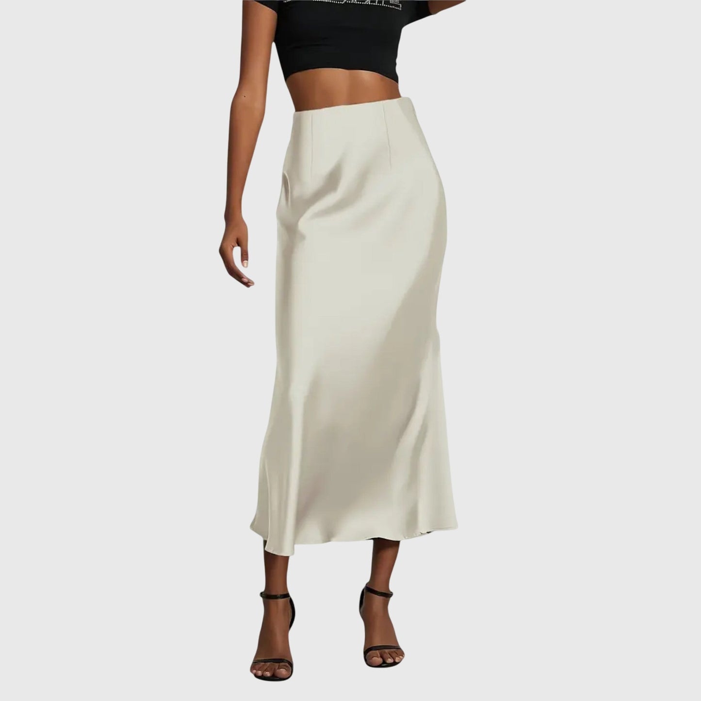 Elegant Maxi Skirt for Women with High Waist Satin Bias Cut Slip Fitted Casual Going Out Style