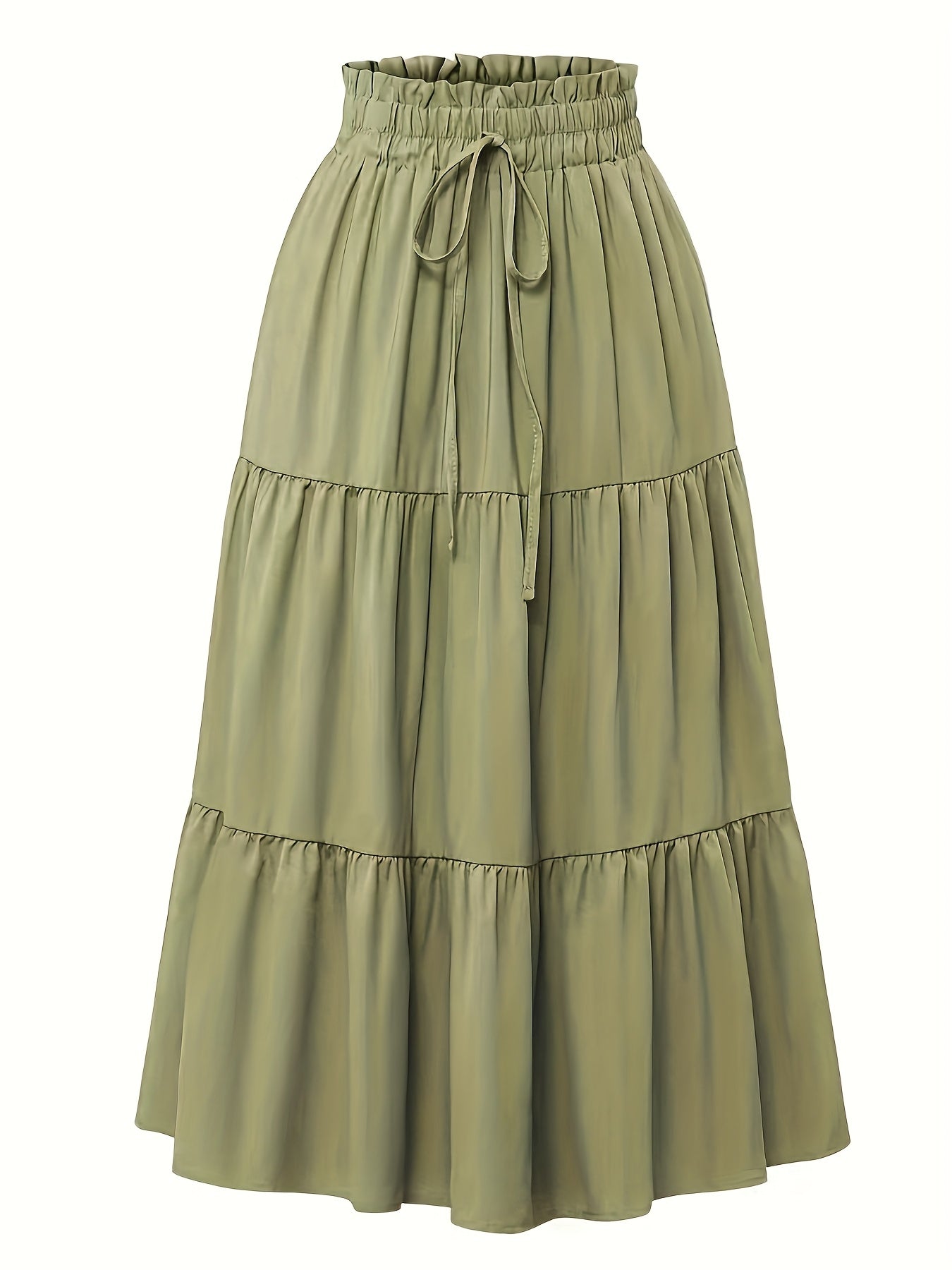 Effortless Tiered Maxi Skirt for Women with Paperbag Waist Drawstring Tie Flowing Style