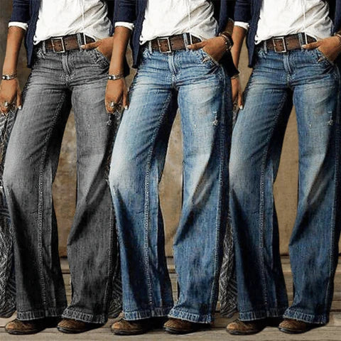 Effortless Distressed Wide Leg Jeans for Women with High Waisted Button Fly Relaxed Bohemian Style