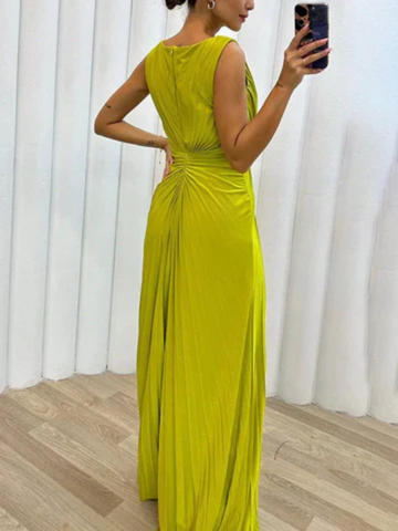 Elegant One Shoulder Evening Dress for Women with Draped Ruched Waist Side Slit