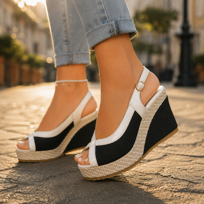 Stylish Espadrille Wedge Sandal for Women with Peep Toe Crisscross Strap Platform Style
