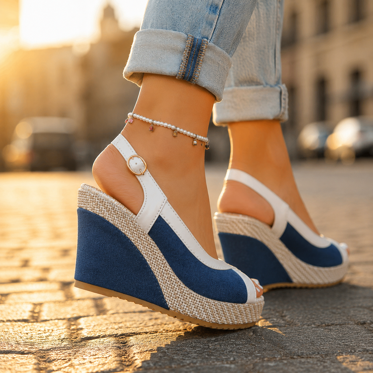 Stylish Espadrille Wedge Sandal for Women with Peep Toe Crisscross Strap Platform Style