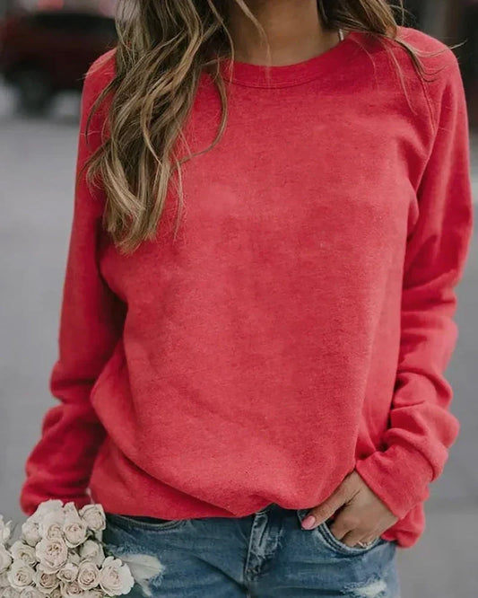 Comfortable Fleece Crewneck Sweatshirt for Women with Long Sleeve Relaxed Oversized Knit Style
