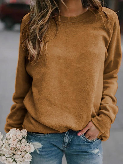 Comfortable Fleece Crewneck Sweatshirt for Women with Long Sleeve Relaxed Oversized Knit Style