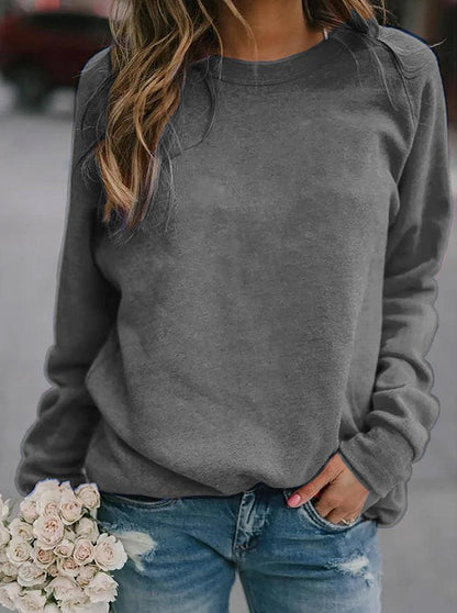 Comfortable Fleece Crewneck Sweatshirt for Women with Long Sleeve Relaxed Oversized Knit Style