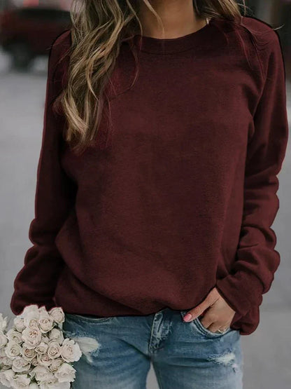 Comfortable Fleece Crewneck Sweatshirt for Women with Long Sleeve Relaxed Oversized Knit Style