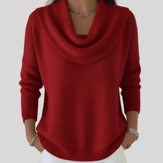 Comfortable Knit Sweater for Women with Cowl Neck Long Sleeve Relaxed Oversized Style