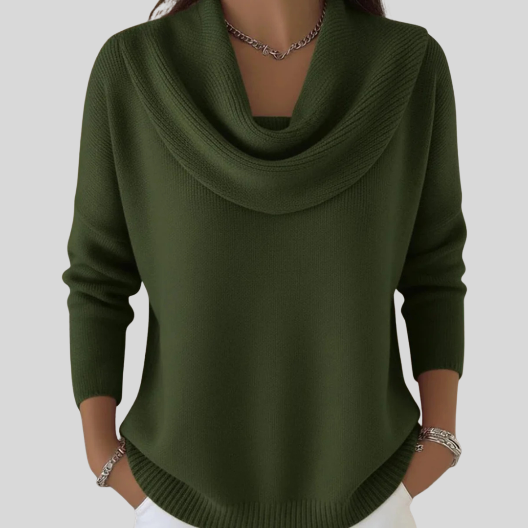 Comfortable Knit Sweater for Women with Cowl Neck Long Sleeve Relaxed Oversized Style