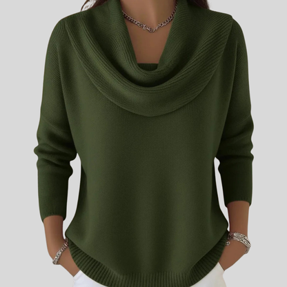 Comfortable Knit Sweater for Women with Cowl Neck Long Sleeve Relaxed Oversized Style