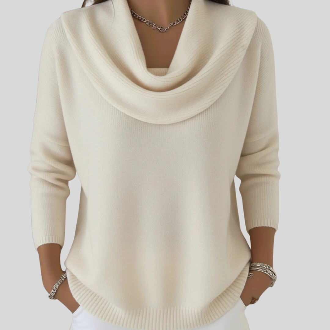 Comfortable Knit Sweater for Women with Cowl Neck Long Sleeve Relaxed Oversized Style