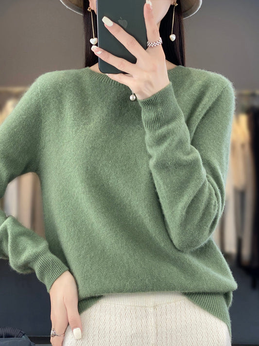 Comfortable Soft Sweater for Women with Crew Neck Long Sleeve Relaxed Oversized Knit Style