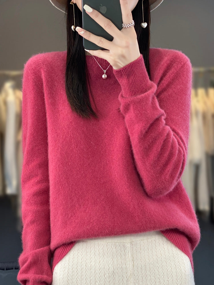 Comfortable Soft Sweater for Women with Crew Neck Long Sleeve Relaxed Oversized Knit Style