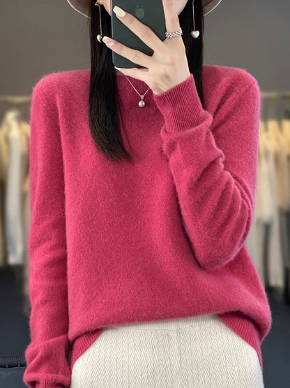 Comfortable Soft Sweater for Women with Crew Neck Long Sleeve Relaxed Oversized Knit Style