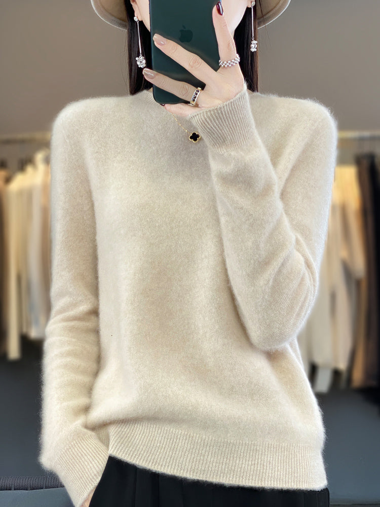 Comfortable Soft Sweater for Women with Crew Neck Long Sleeve Relaxed Oversized Knit Style