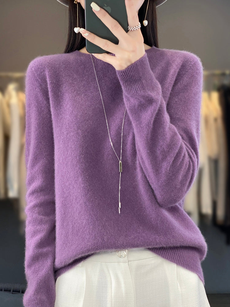 Comfortable Soft Sweater for Women with Crew Neck Long Sleeve Relaxed Oversized Knit Style