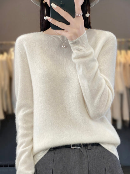 Comfortable Soft Sweater for Women with Crew Neck Long Sleeve Relaxed Oversized Knit Style