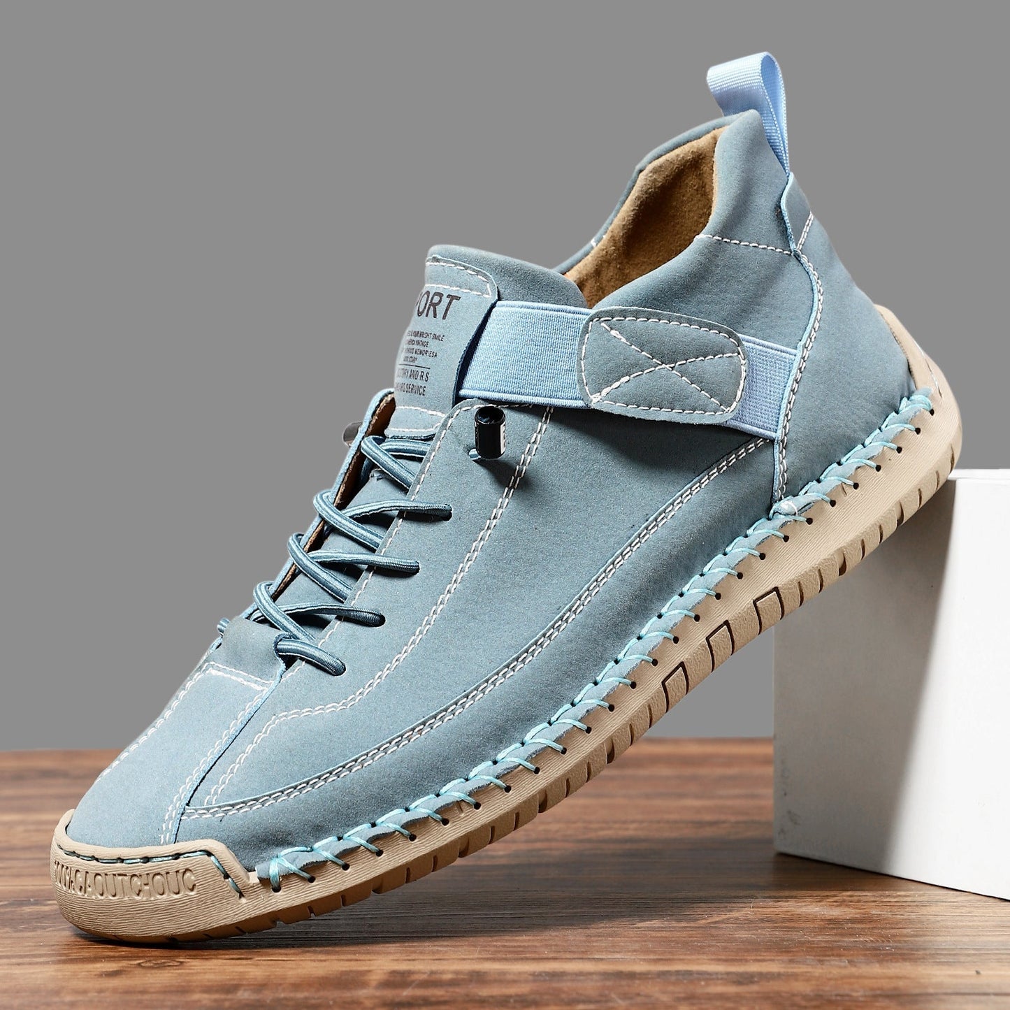 Effortless Leather Sneakers for Women with Lace Up Velcro Strap Hand Stitched Casual Style