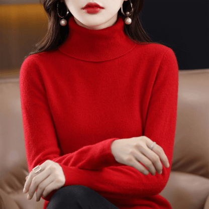 Comfortable Ribbed Turtleneck Sweater for Women with Long Sleeve Fitted Slim Knit Style