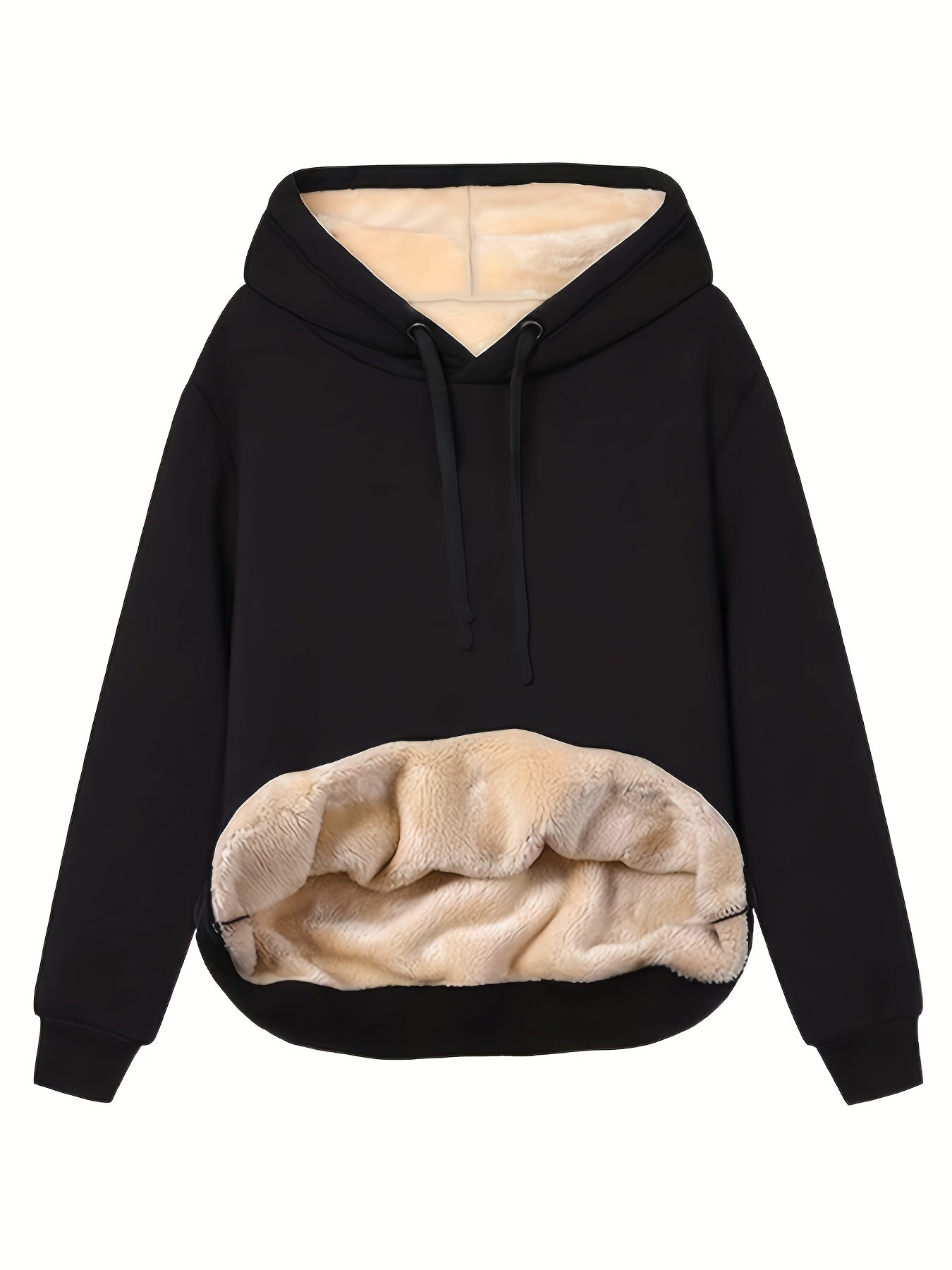 Comfortable Sherpa Lined Fleece Hoodie for Women with Drawstring Hood Long Sleeve Oversized Kangaroo Pocket Style