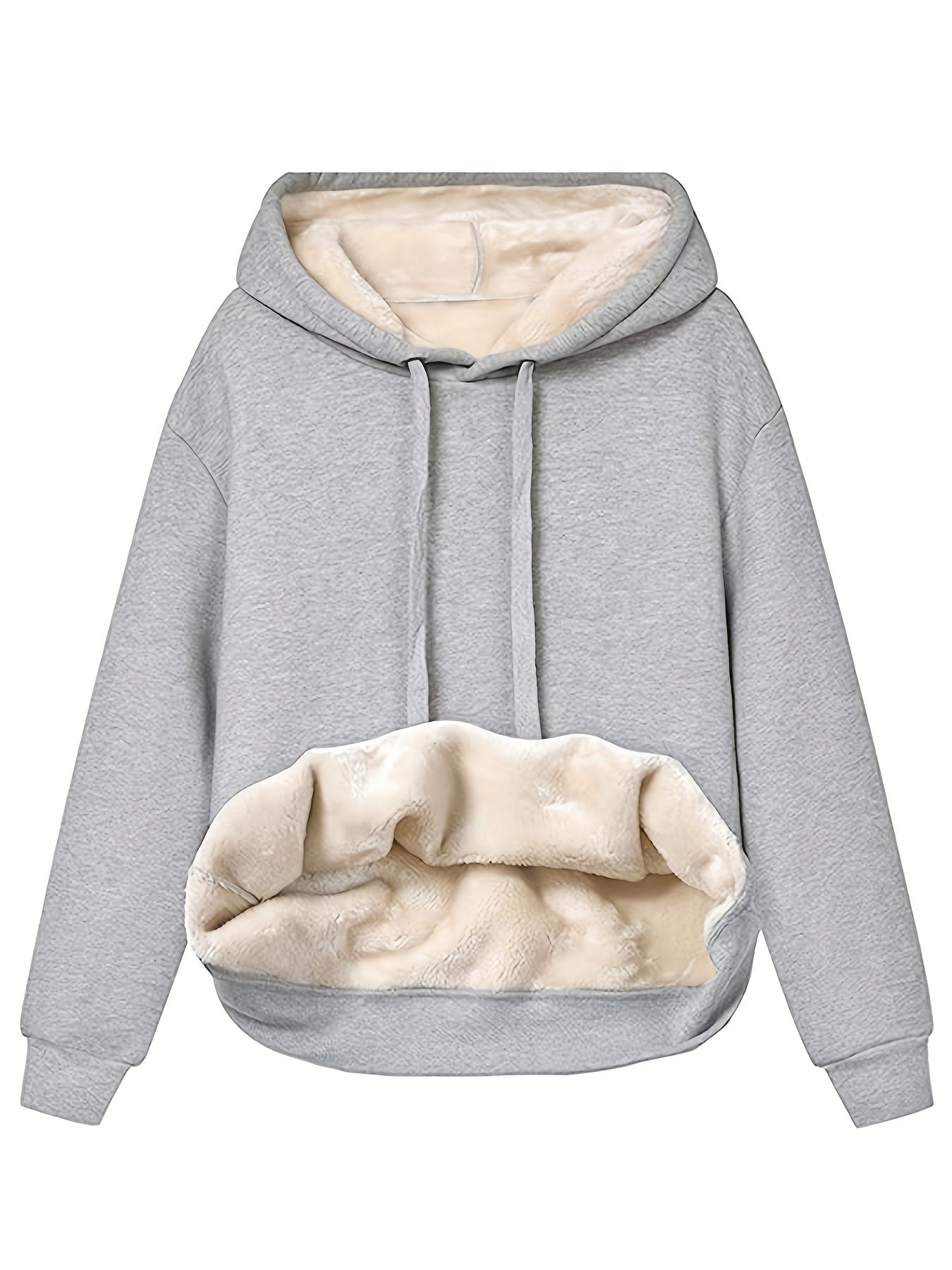 Comfortable Sherpa Lined Fleece Hoodie for Women with Drawstring Hood Long Sleeve Oversized Kangaroo Pocket Style