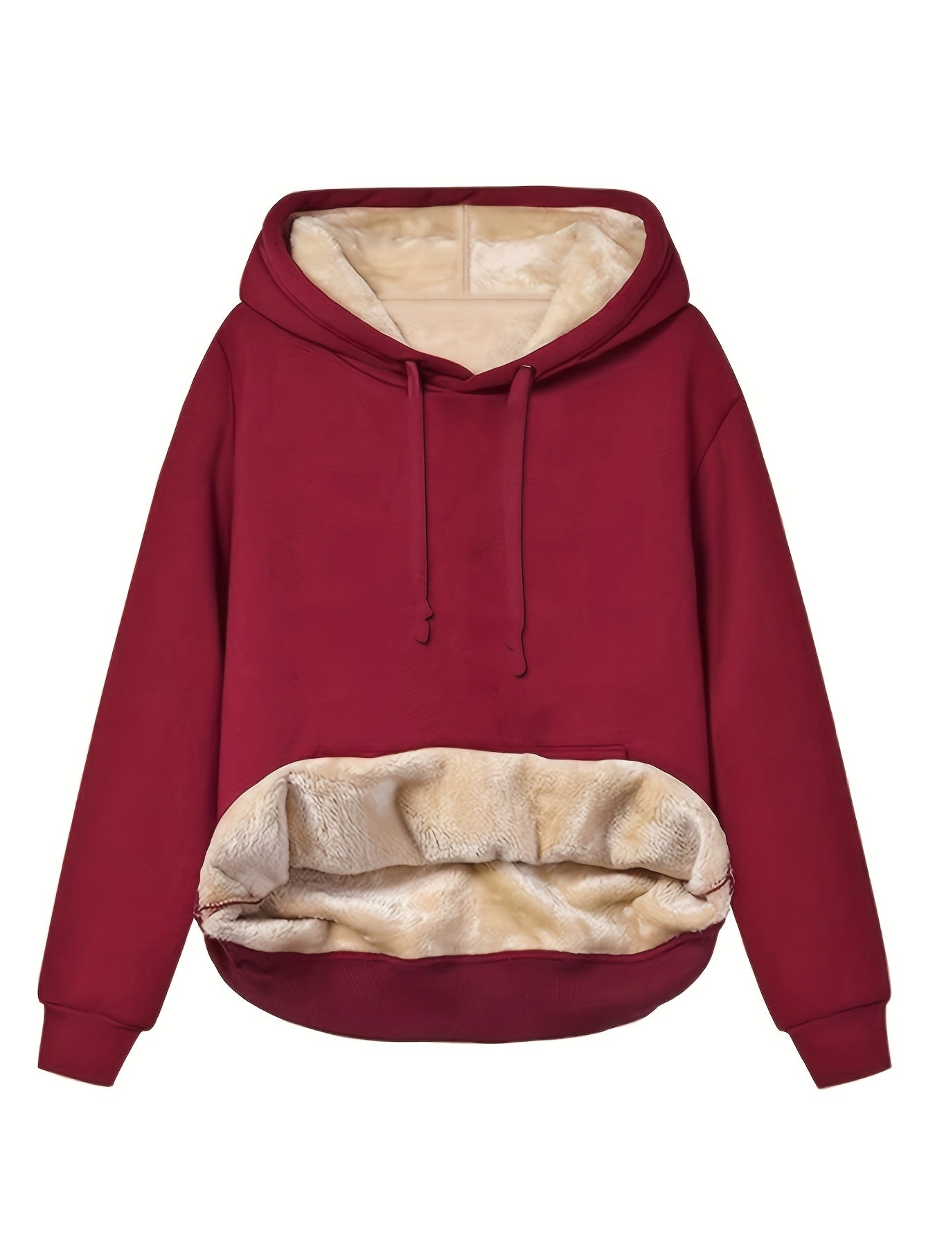 Comfortable Sherpa Lined Fleece Hoodie for Women with Drawstring Hood Long Sleeve Oversized Kangaroo Pocket Style